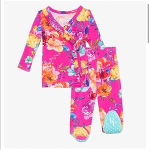 New With Tags Posh Peanut Aminatu Tie Front Ruffled Kimono Set